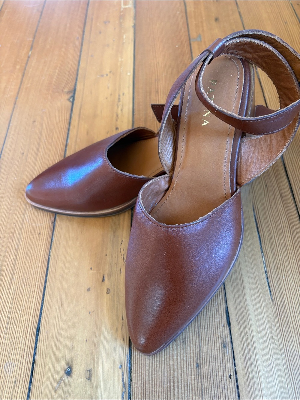 Portland  Leather Pointed-Toe Ankle-Strap Mules 9